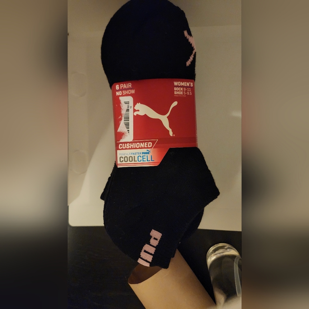 Puma Black No Show Cushioned Socks